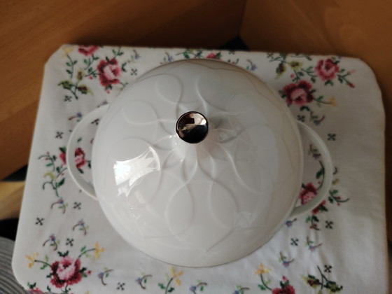 Image 1 of Rosenthal Lotus bianco, zuppiera, piatto fondo disegnato da Björn Winblad, bordo in platino