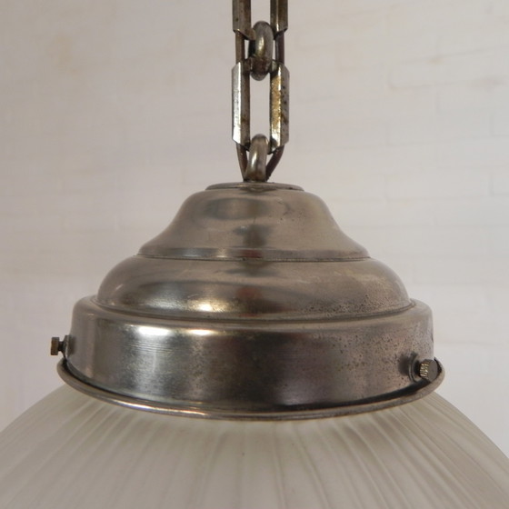 Image 1 of Art Deco pendant lamp with round sphere with geometric patterns, 1930s