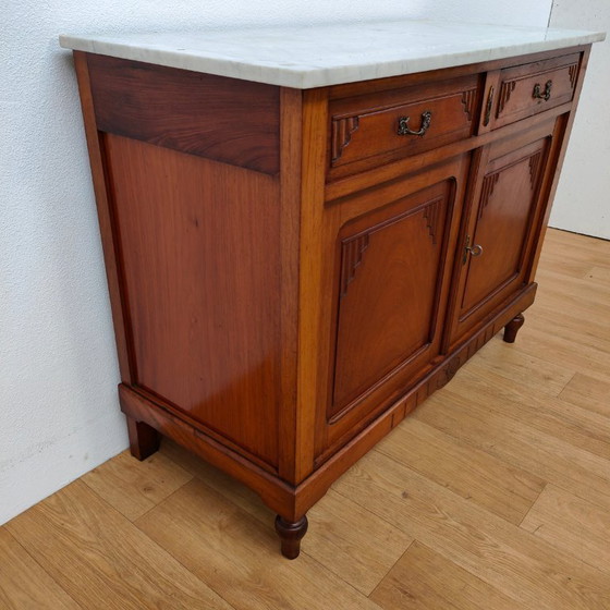 Image 1 of Vintage antique dresser, sideboard, chest of drawers, bathroom vanity with marble top