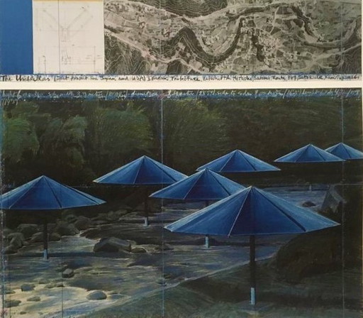 Christo Blue Umbrellas – lithos zeefdrukken, Paper (photo 2 of 5)