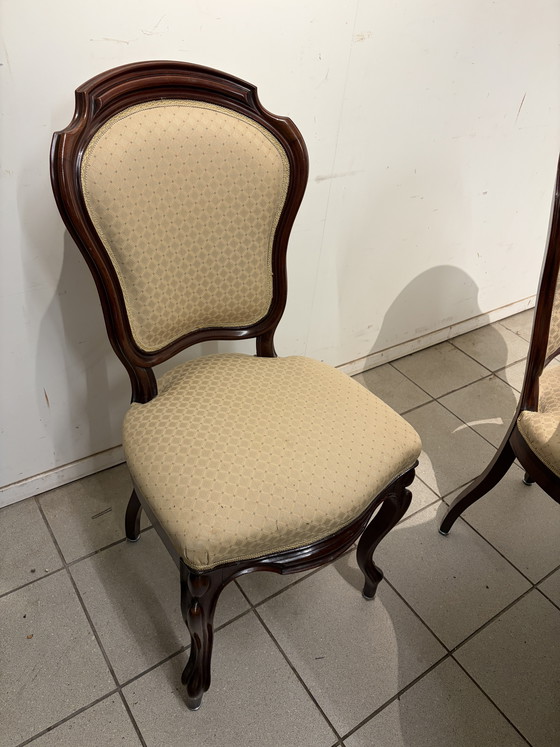 Image 1 of Antiker Collisen-Tisch mit einer massiven Mahagoni-Zwischenplatte und 6 Mahagoni-Stühlen