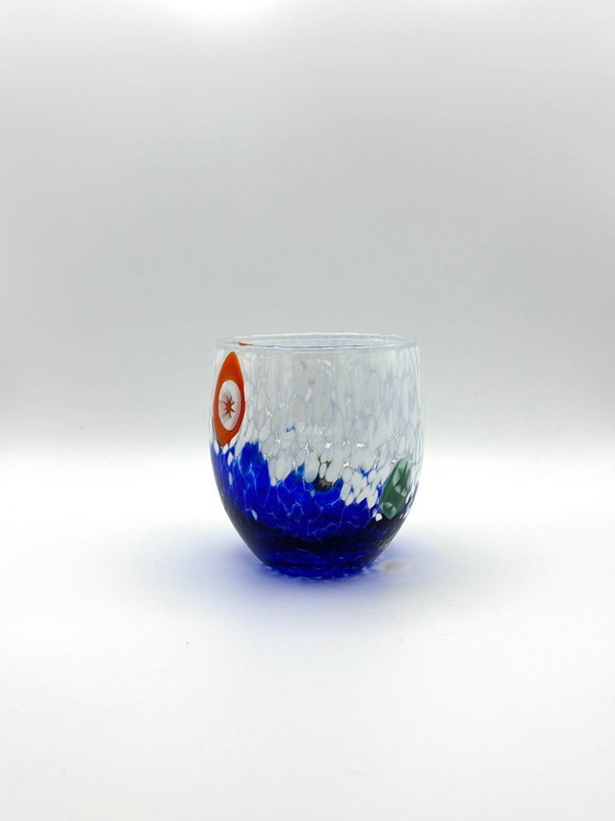 Image 1 of Set di 6 bicchieri in vetro soffiato veneziano con murrine Effetre Murano fuse nel vetro, hand made in italy.