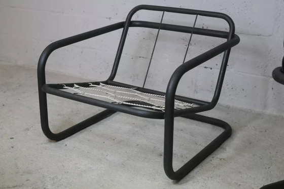 Image 1 of 2x Fauteuils Édition Prisunic Acier Tubulaire et Coussins Mousses, France, 1973