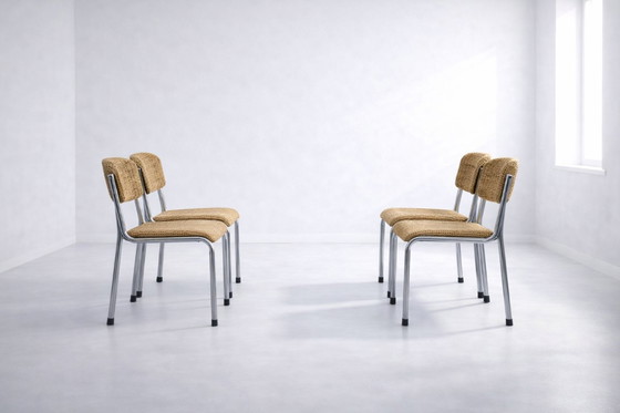 Image 1 of 4x Retro-Stühle / aus Metallrohr und Cord