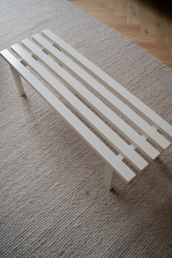 White metal slatted bench, Coffee tables, Modern (photo 2 of 12)