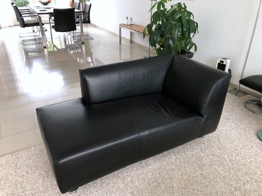 Chaise longue Gelderland 4800 Henk Vos in pelle nera
