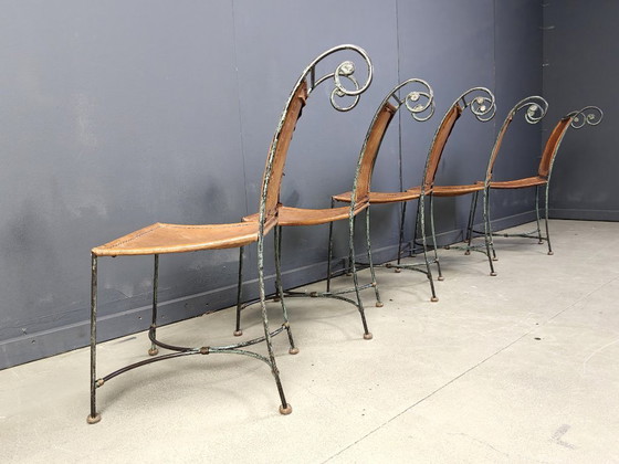 Image 1 of Spanische schmiedeeiserne Esszimmerstühle, 1960er Jahre