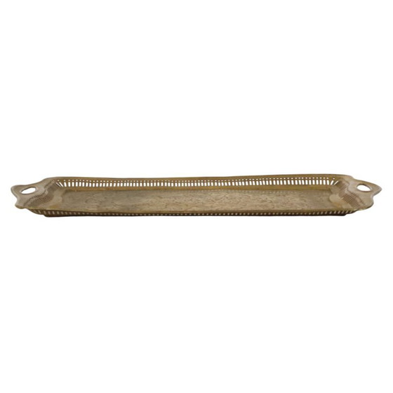 Vassoio vintage orientale in ottone con decorazioni floreali, 50 cm – Oggetti decorativi, Brass (photo 16 of 17)