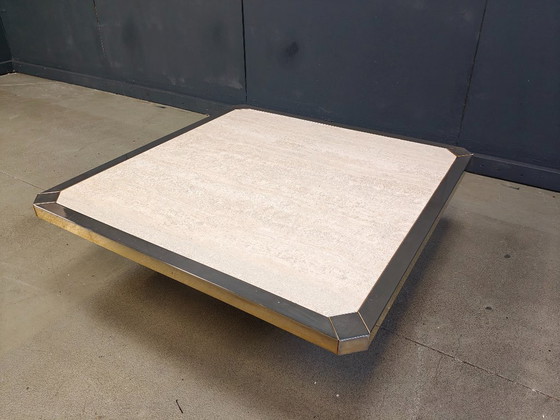 Image 1 of Tavolino vintage in travertino e oro 23kt Belgochrom, anni '70