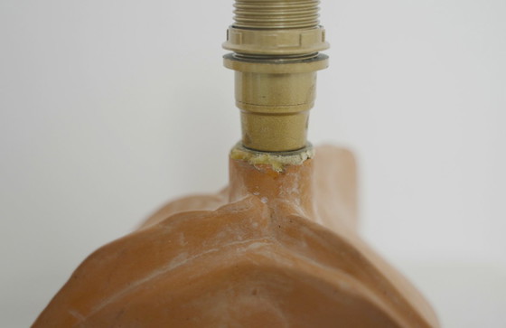 Image 1 of Lámpara de cerámica Tim Orr con base de terracota biomórfica, lámpara de mesa orgánica escultural