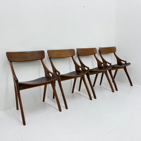Set of four wooden Dining chairs, Brown, Vintage (photo 2 of 13)