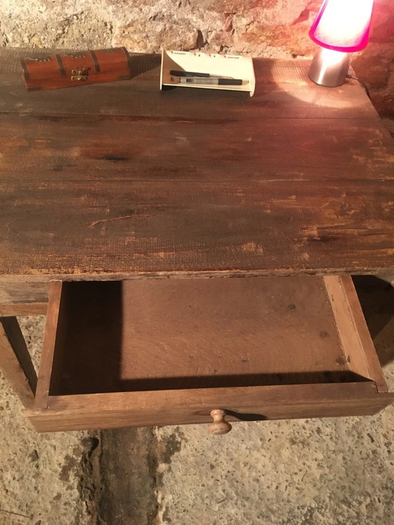 Eiken/populier bijzettafel met lade – Vintage (photo 11 of 14)