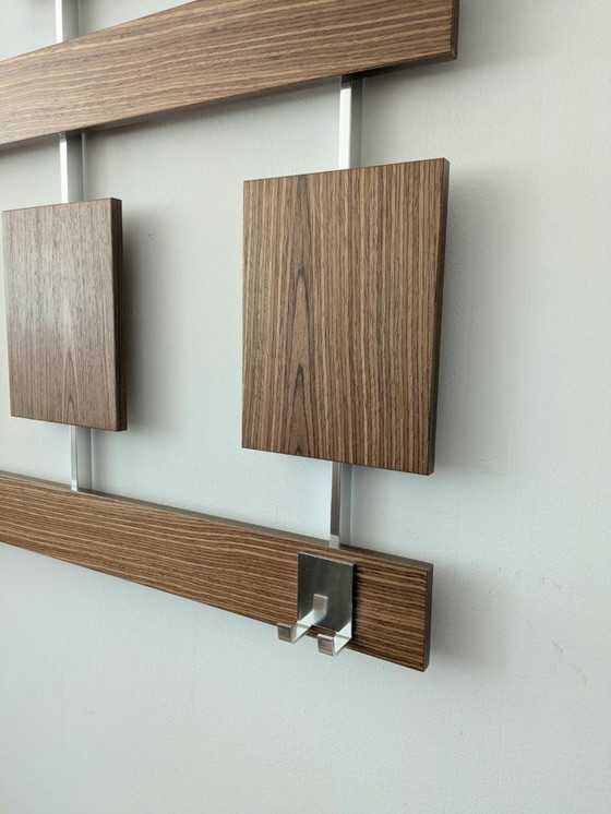 Vintage, midcentury design wall coat rack – Chrome, Wood (photo 6 of 6)