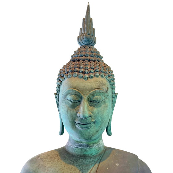 Monumental Thai Bronze Buddha – Sukhothai Style – Dated 1961 – 190 cm – Sculpture (photo 2 of 20)