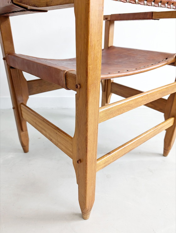 Image 1 of Arte Sano Brown Leather Safari Chair By Werner Biermann