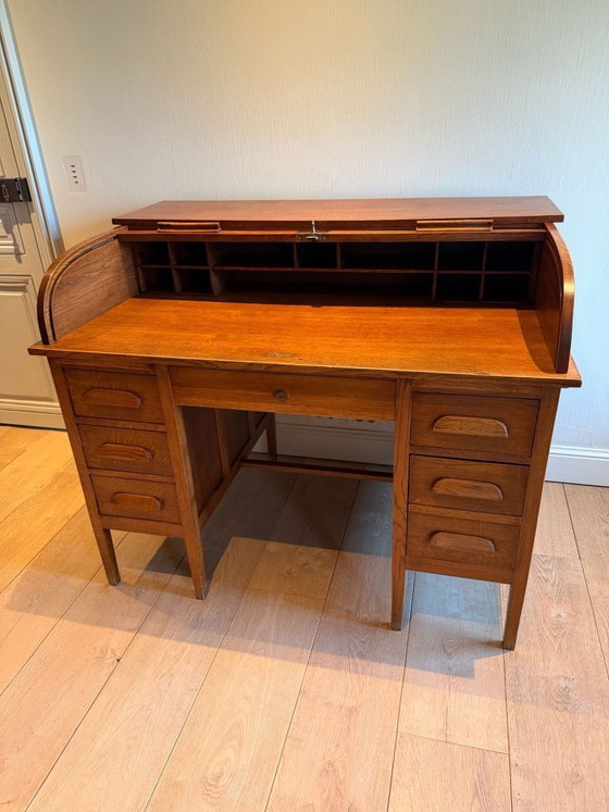 Image 1 of American roller shutter desk, oak, 20th century