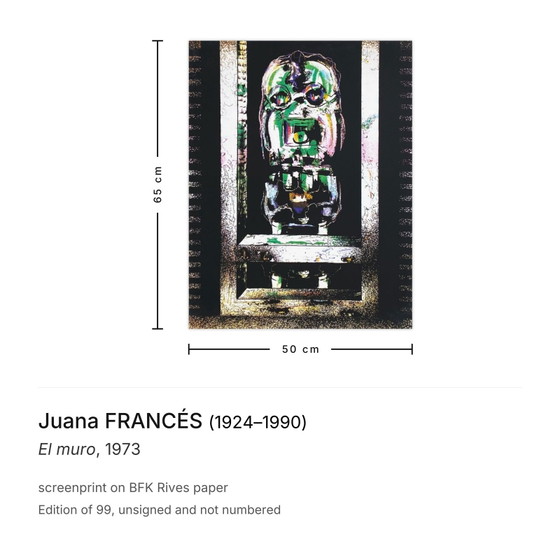 Juana FRANCÉS screenprint El muro 1973 – Lithographs & prints, Paper (photo 3 of 5)
