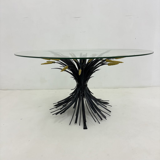 Coffee Table Wheat Sheath Black With Gold , 1970S