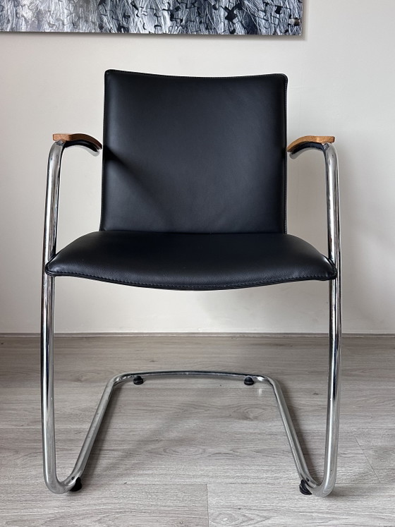 4x Leolux Freyr Design Chaises de salle à manger – Chrome, Wood, Modern (photo 2 of 12)