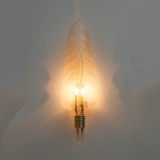 Image 1 of Paar Wandleuchten im Stil von Barovier & Toso, Mid-Century Modern, Muranoglas mit Blattgold