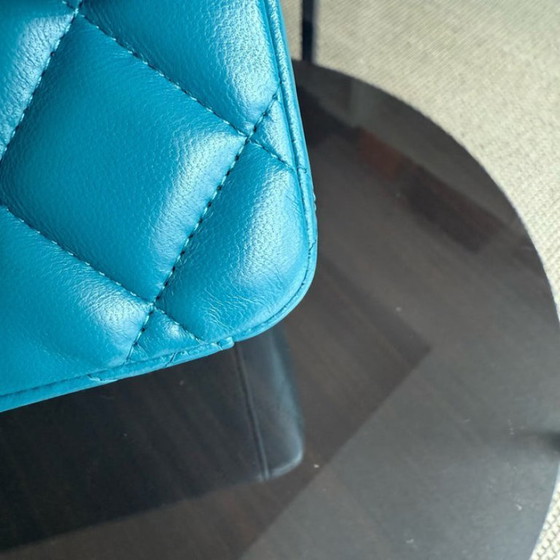 Image 1 of Chanel Classic Flap Maxi - Double Flap 33CM Quilted Lambskin Blue Silver Hardware Series 15