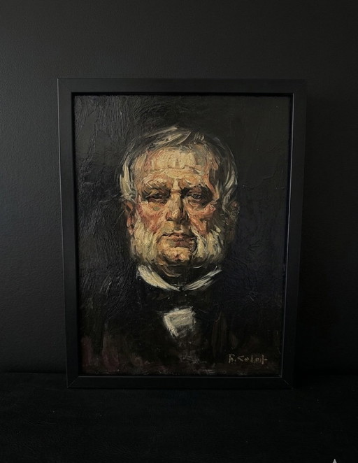 Mid-Century Expressionist Portrait Painting by Robert Colot (Belgian, 1927–1993) – schilderijen tekeningen, Wood