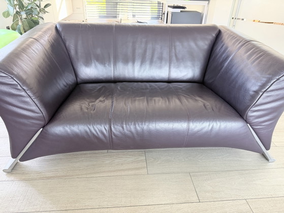 Rolf Benz Sofagarnitur 332 Und 6 Clubsessel 390 In Auberginenfarbenem Leder – Leather, Aluminium (photo 7 of 15)