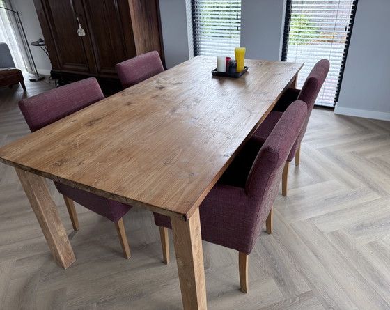 Image 1 of Solid wood dining table set with 4 chairs