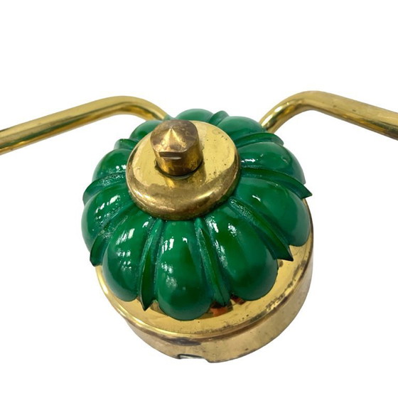 Image 1 of PRECIOSA double wall lamp | Czechoslovakia 1980s | malachite glass | brass | E14
