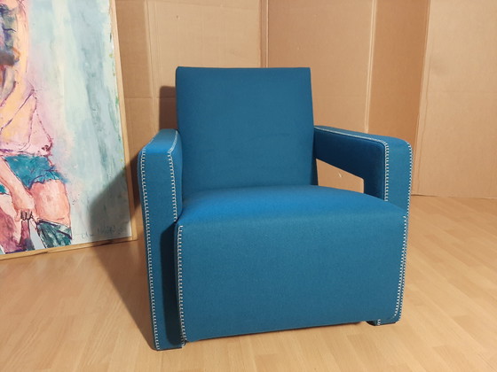 Image 1 of Cassina Utrecht 637, nueva, nunca usada, en tela de lana azul petróleo (serie 13L), costuras de caballo