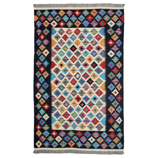 Alfombra Kilim afgana tejida a mano – Lana Maimana tradicional, 124 x 191 cm – vloerkleden en tapijten, Wool