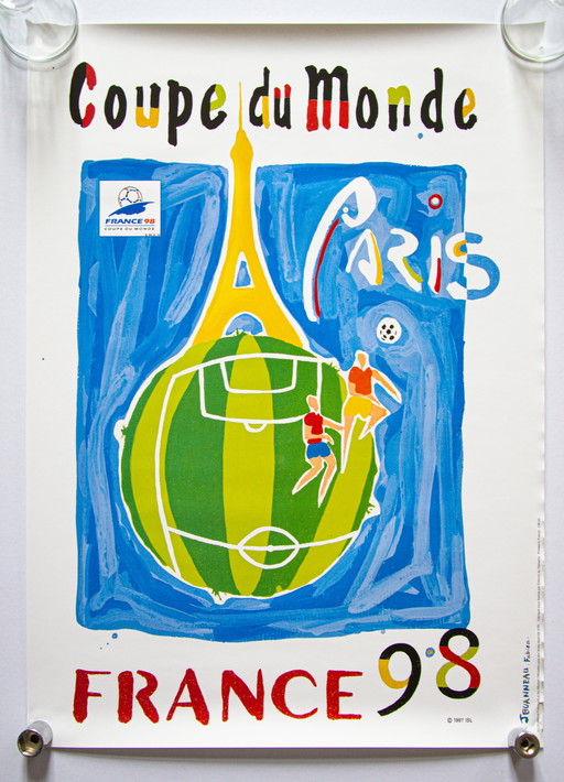 Original Vintage Poster World Cup 98 France Paris / 70 x 50 cm / With Original Packaging