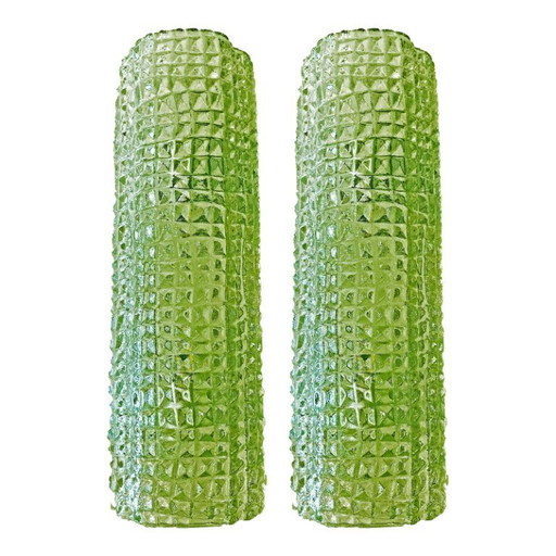 Italienische moderne grüne Murano-Glas-Wandleuchten „Krokodil“ – Paar