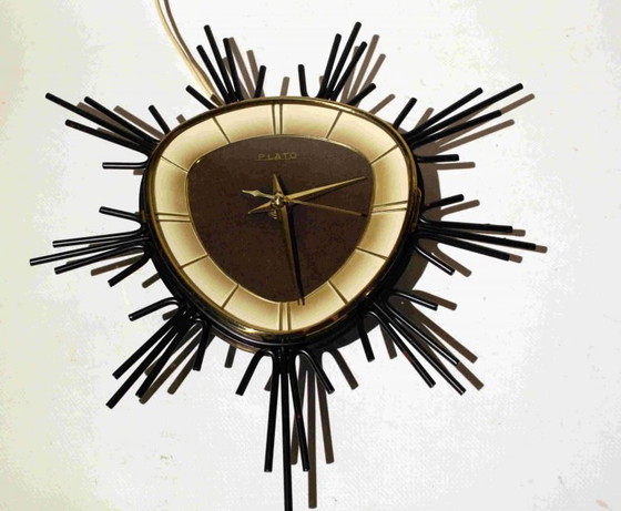 Image 1 of Plato Clock - Curved Glass Window - MCM - 230 Volt