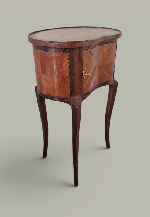 Table d’appoint style Louis XV - Marqueterie bois de rose - Epoque XIXème