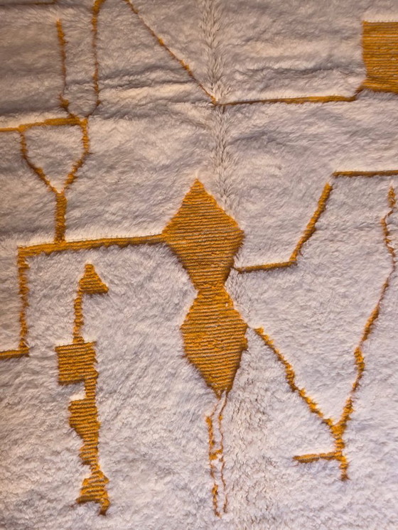 Image 1 of Abstrakter Teppich „Beni Ourain“ in Creme & Senfgelb, 242 x 150 cm