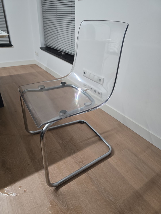 Lot de 4 Chaises Ikea Vintage – Chaises de salle à manger, Plexiglass, Chrome (photo 5 of 5)
