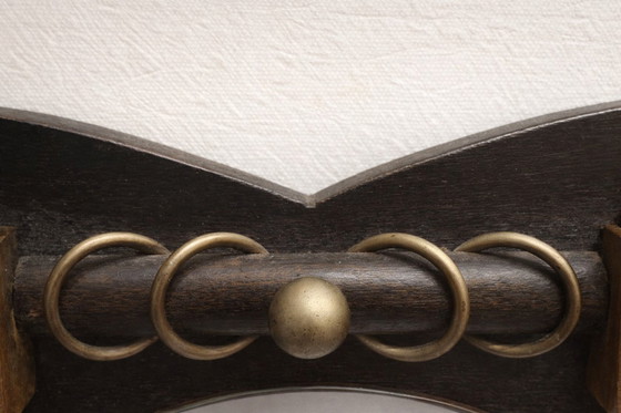 Image 1 of Authentic Amsterdam School Art Deco Mirror Set – Oak & Brass – 1920s