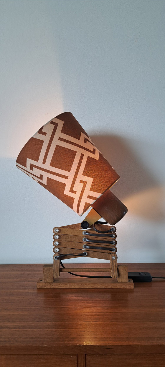 Image 1 of Temde 1970s Scissor Lamp – Vintage Mid Century Wooden Wall/Table Lamp