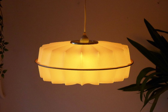 Image 1 of Rare vintage hanging lamp 60s 70s space age lamp pink Lars Schiøleri Hoyrup