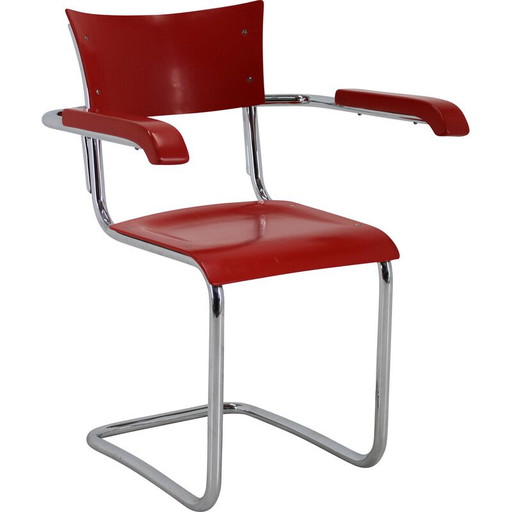 Vintage Bauhaus restaurierter Rohrsessel, Deutschland 1940er Jahre