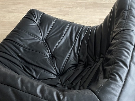 Image 1 of Identical Replica Ligne Roset Togo Sofa – Black Leather – 100% Italian Leather