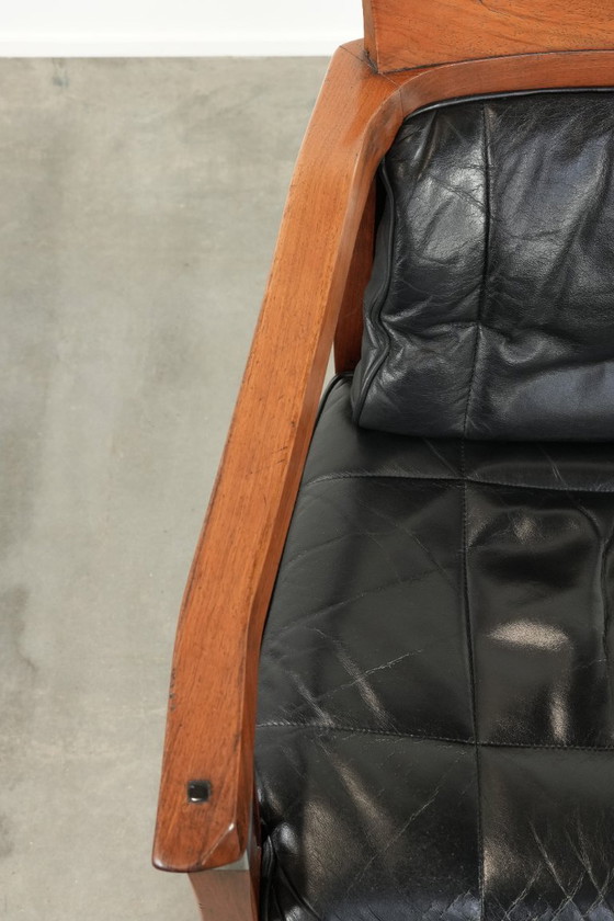 Image 1 of Black leather Schuitema Art Deco design dining/side/desk chair