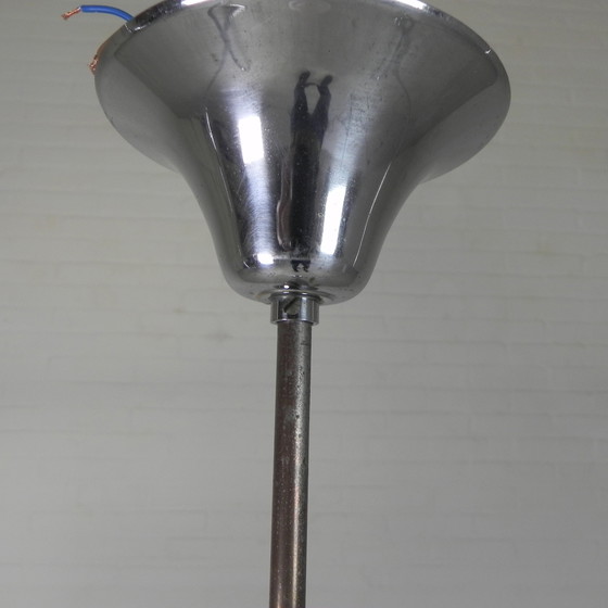 Image 1 of Lampada a sospensione Art Déco con paralume in vetro rosa, anni '30