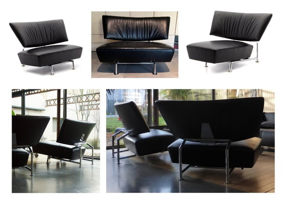 Image 1 of 2 schwarze Leolux-Ledersessel