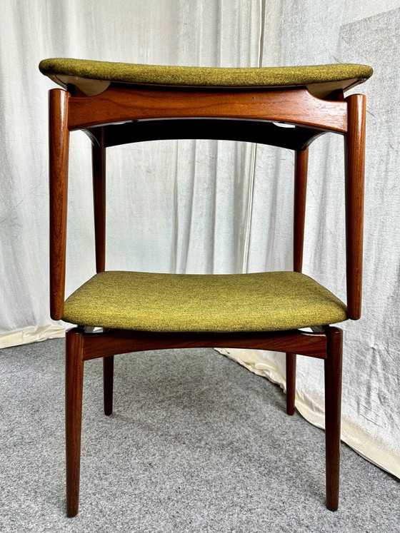 Danish Design, “Sigfred Omann, Ølholm” Poggiapiedi e pouf, Teak, Mid Century, Ølholm Møbelfabrik, Legno, Verde (foto 5 di 11)