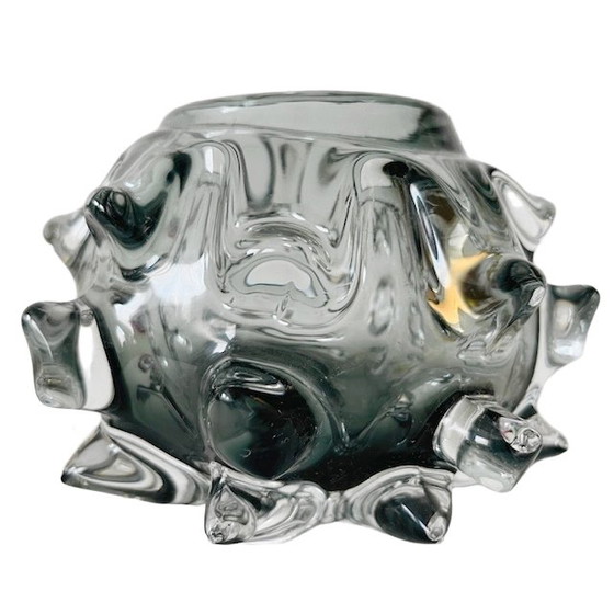 Image 1 of Polspotten Hobnail Glass tea-light holder smoked glass