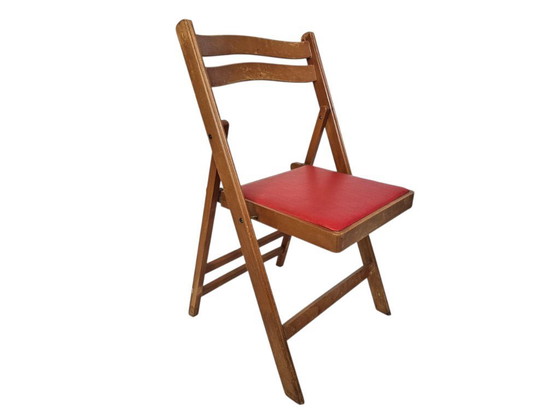 Image 1 of Vintage - Sedia pieghevole - legno - similpelle - anni '60