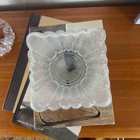 Old square Wall light ceiling light transparent glass flower vintage 1970 1980 (photo 2 of 9)