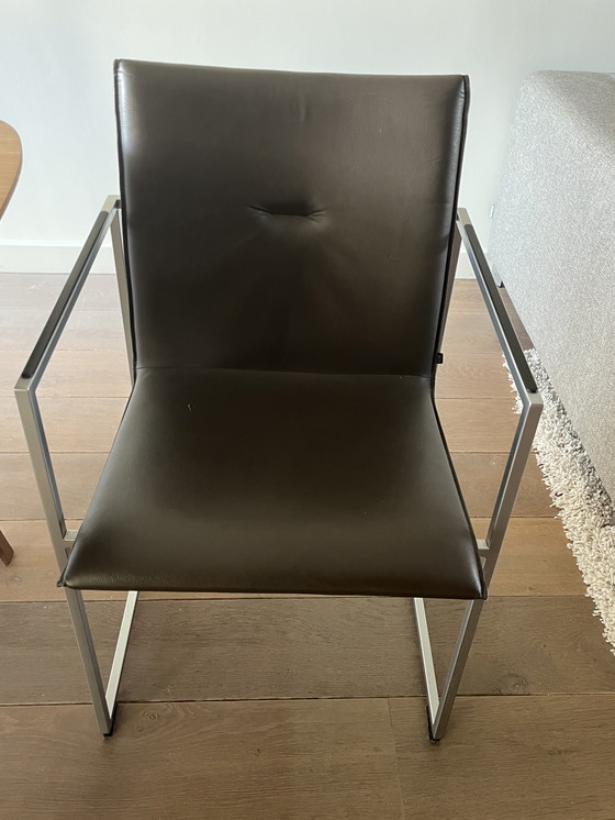 Image 1 of 8 arco frame chairs - brown leather
